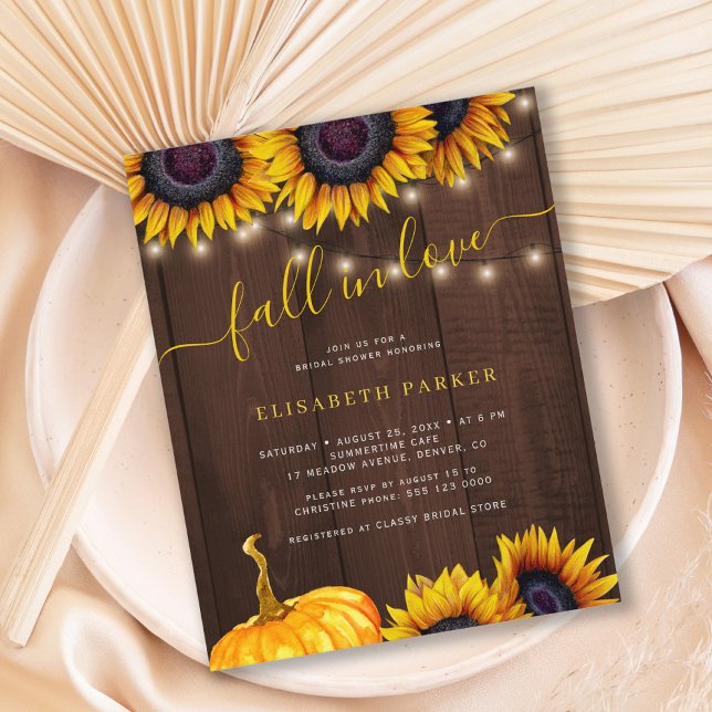 Fall in Love rustic BUDGET bridal shower invite (Creator Uploaded)