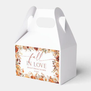 Fall In Love Rustic Burgundy Floral Bridal Shower Favour Box