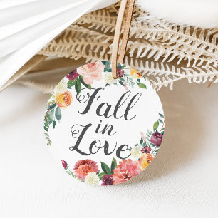 Fall in Love Rustic Burgundy Floral Wedding Favour Tags