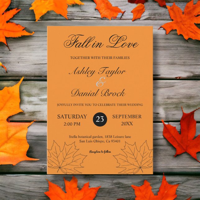Fall in Love Rustic Burnt Orange Boho Fall Wedding Invitation (Creator Uploaded)