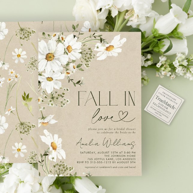Fall in Love Rustic Daisy Wildflower Invitation (Creator Uploaded)