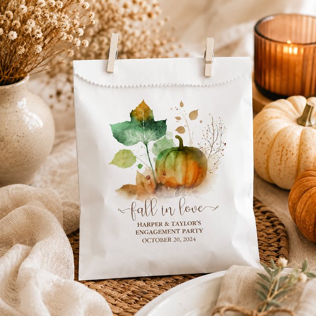 Fall In Love Rustic Elegant Pumpkin Favour Bag (Carrying your fall theme through to the very last detail.)