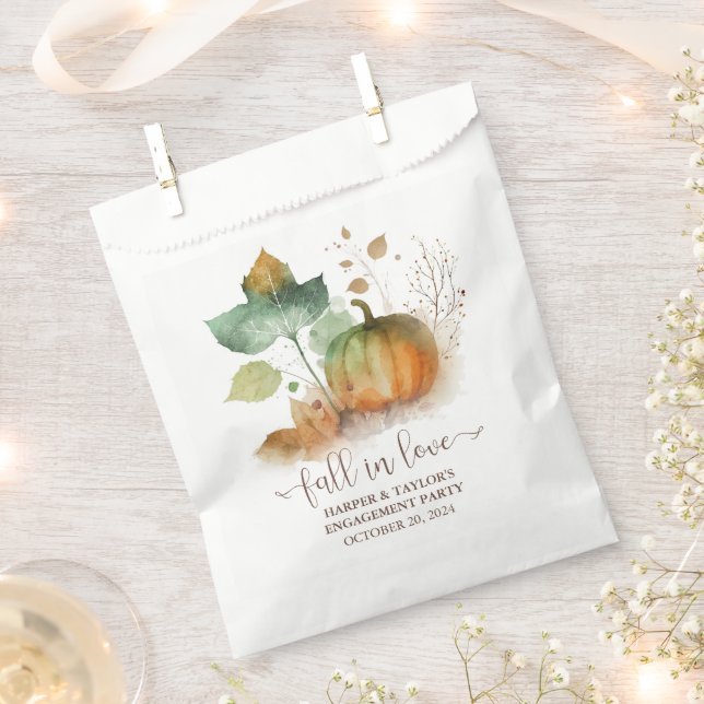 Fall In Love Rustic Elegant Pumpkin Favour Bag (Clipped)