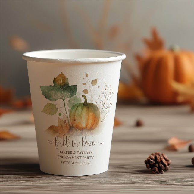 Fall In Love Rustic Elegant Pumpkin Paper Cups (Fall in love with our fall collection)