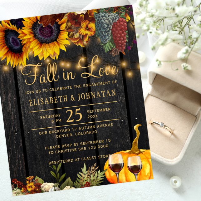 Fall in love rustic engagement party Invitation (Creator Uploaded)