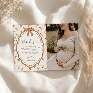 Fall in Love Rustic Floral Baby Shower Photo Thank You Card
