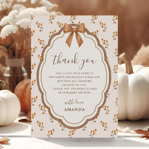 Fall in Love Rustic Floral Baby Shower Thank You Card