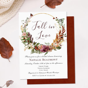Fall in Love Rustic Floral Bridal Shower Invitation