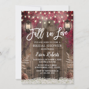 Fall in Love Rustic Flower & Lantern Bridal Shower Invitation