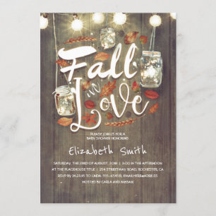 Fall in Love Rustic Mason Jars Baby Shower Invitation