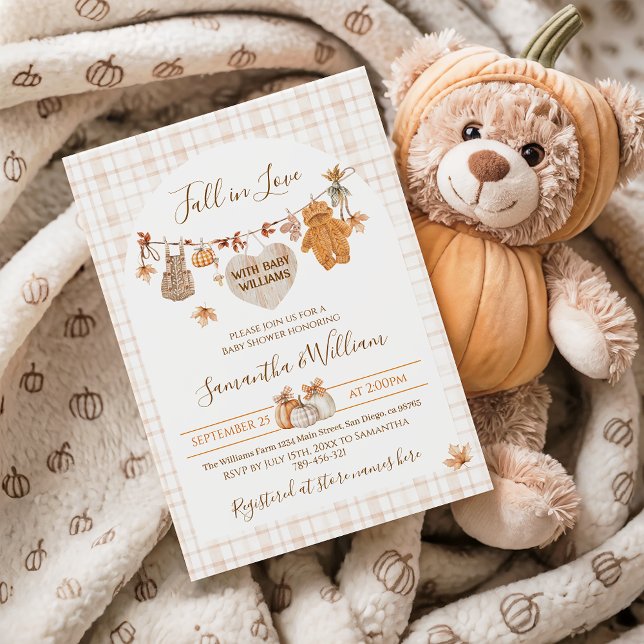 Fall in Love Rustic Modern Neutral Baby Shower Invitation (Creator Uploaded)