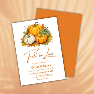 Fall in Love Rustic Pumpkin Burnt Orange Wedding Invitation
