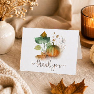 Fall In Love Rustic Pumpkin  Thank You Card