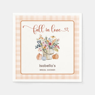 Fall In Love Rustic Pumpkins Florals Watercolor Napkin