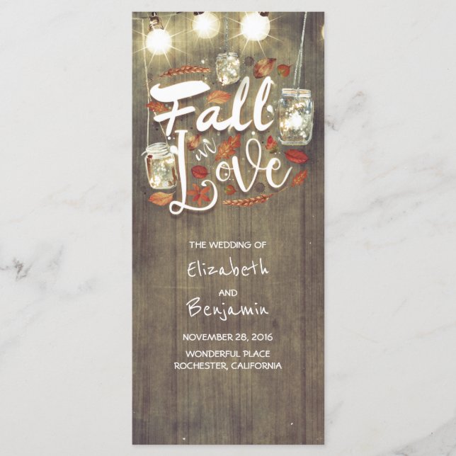 Fall in Love Rustic Wedding Programs (Front)