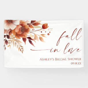 Fall In Love Rusty Burgundy Floral Bridal Shower Banner
