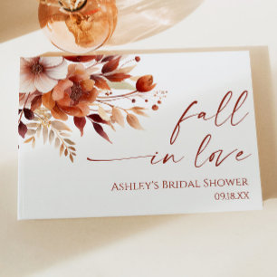Fall In Love Rusty Burgundy Floral Bridal Shower Guest Book