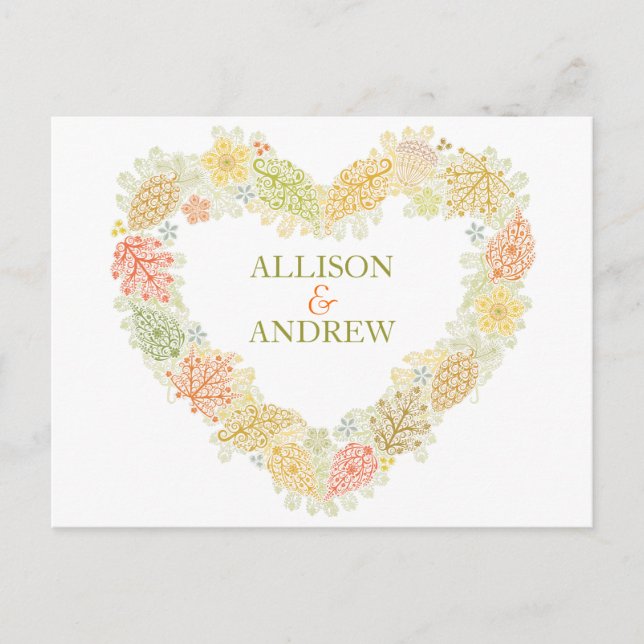 Fall in Love Save the Date Announcement Postcard (Front)