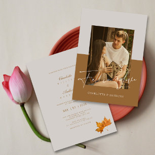 Fall in Love Script: Modern Chic Photo Wedding Invitation