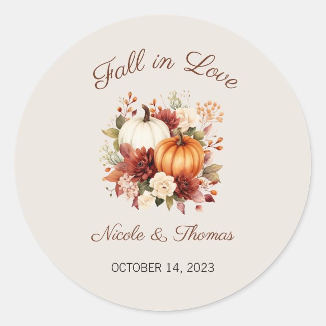 Fall in Love Stickers, Wedding Labels (Front)