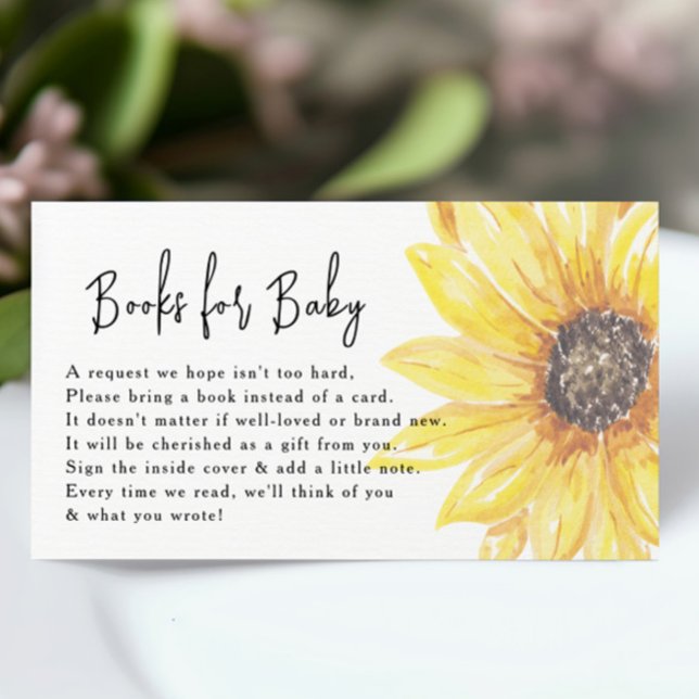 Fall in Love Sunflower Baby Shower Books for Baby Enclosure Card (Creator Uploaded)