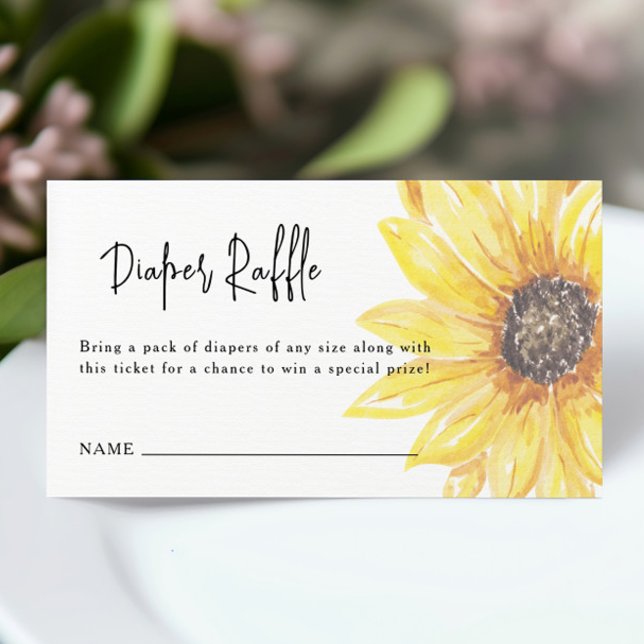 Fall in Love Sunflower Baby Shower Diaper Raffle Enclosure Card (Creator Uploaded)