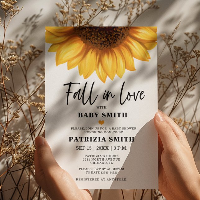 Fall in Love Sunflower Baby Shower Invitation (Creator Uploaded)