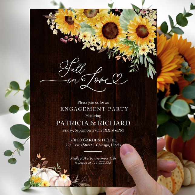 Fall In Love Sunflower Engagement Party Invitation (Creator Uploaded)