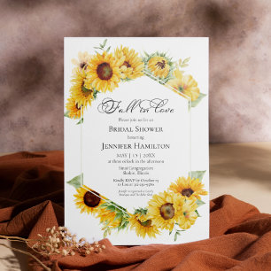 Fall In Love Sunflower Floral Bridal Shower Invitation