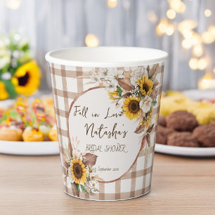 Fall in love sunflowers country bridal shower paper cups
