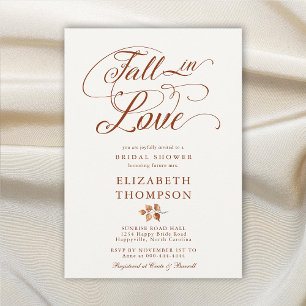 Fall in Love Terracotta Autumn Leaf Bridal Shower Invitation
