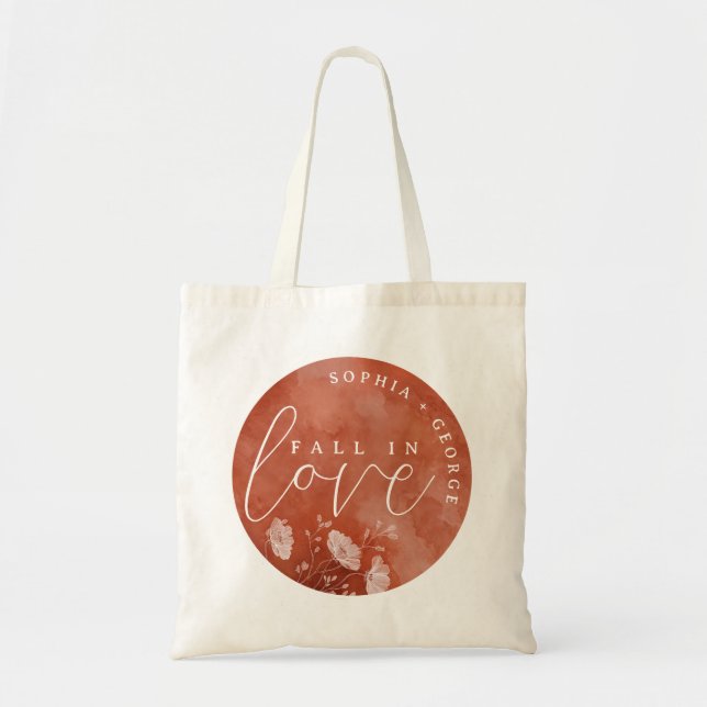 Fall in Love Terracotta Bridal Shower Tote Bag (Front)