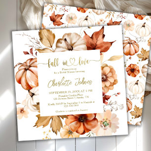 Fall In Love Terracotta Gold Floral Bridal Shower Invitation