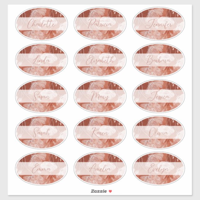 Fall in Love Terracotta Guest Name Stickers (Sheet)