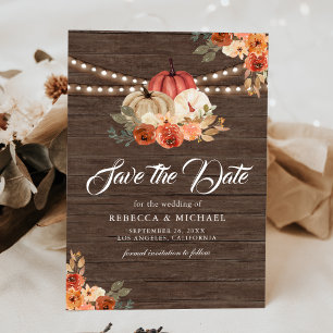 Fall in Love Terracotta Pumpkin Barn Wood Wedding Save The Date