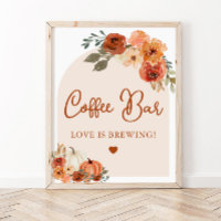 Fall in Love Terracotta Pumpkin Coffee Bar Sign