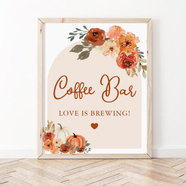 Fall in Love Terracotta Pumpkin Coffee Bar Sign (Creator Uploaded)