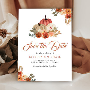 Fall in Love Terracotta Pumpkin Wedding Save The Date