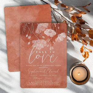 Fall in Love Terracotta Rehearsal Dinner  Invitation