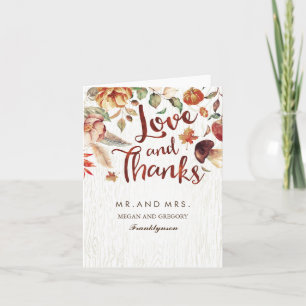 Fall in Love Thank You Floral Autumn Wedding Card