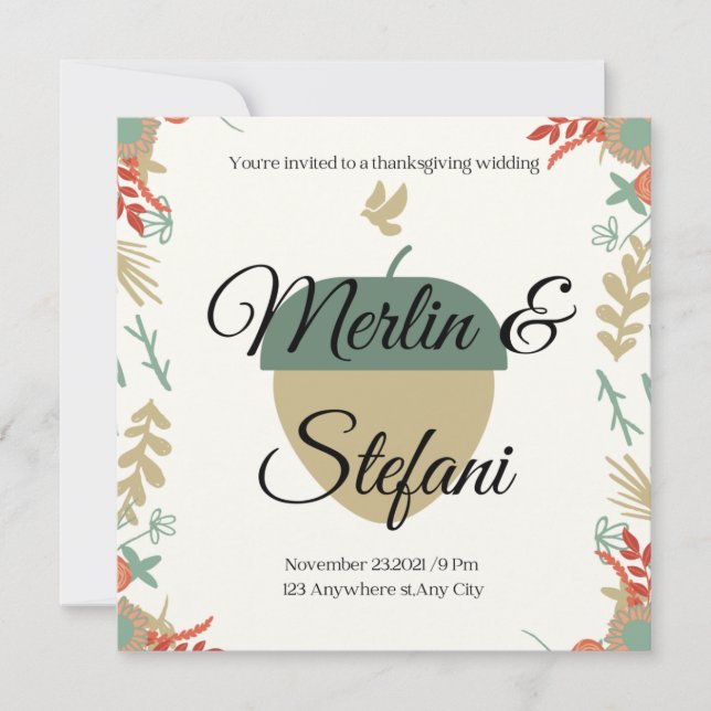 Fall in love thanksgiving wedding invitation (Front)