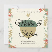 Fall in love thanksgiving wedding invitation