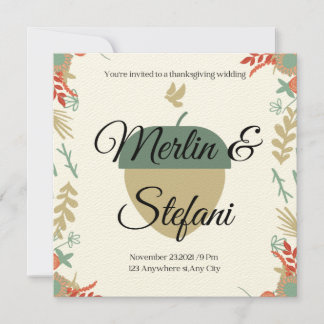 Fall in love thanksgiving wedding invitation