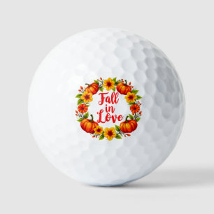 Fall in Love: Vibrant Autumn Wreath Design Golf Balls
