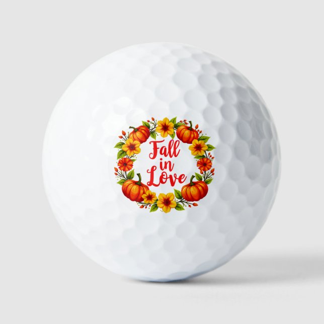 Fall in Love: Vibrant Autumn Wreath Design Golf Balls (Front)