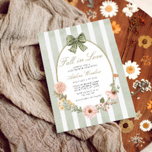 Fall in Love Vintage Fall Floral Sage Baby Shower Invitation