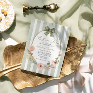 Fall in Love Vintage Fall Floral Sage Baby Shower Invitation