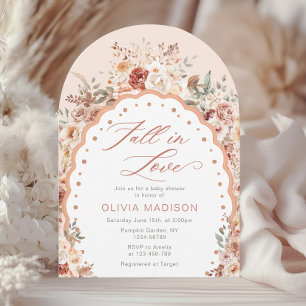 Fall in Love Watercolor Fall Floral Baby Shower Invitation