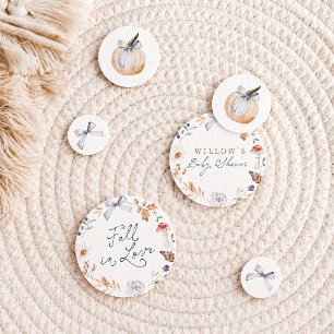 Fall In Love Watercolor Pumpkin Boy Baby Shower Confetti