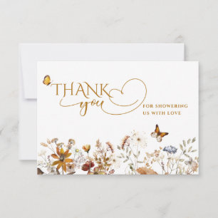 Fall in Love Watercolor Wildflower Baby Shower Thank You Card